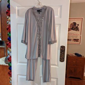 Anthony Original 2 Pc. Beaded Front & Sleeve & Pant Set - Size: XL